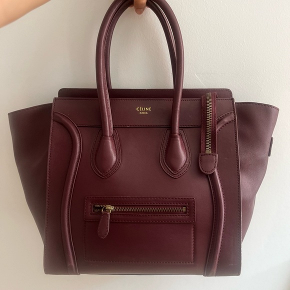 Celine Travel Tote in Burgundy - Picture 7 of 9